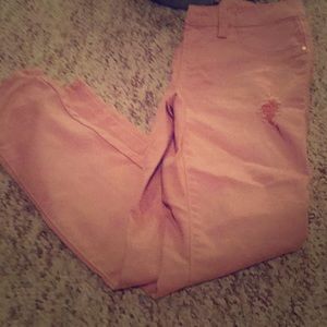 Pinkish colored jeans